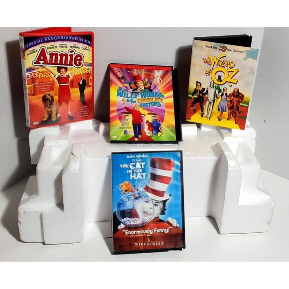 Family Classics DVD Lot Annie Wizard Oz Willy Wonka Cat Hat Kids Bundle - Picture 16 of 16